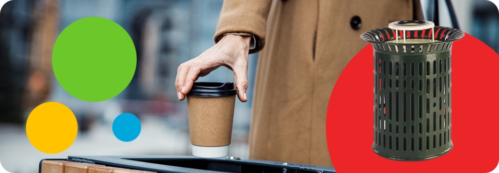 Throwing out coffee cup
